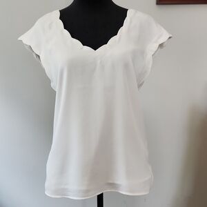 Express White Ruffled Cap Sleeve Blouse